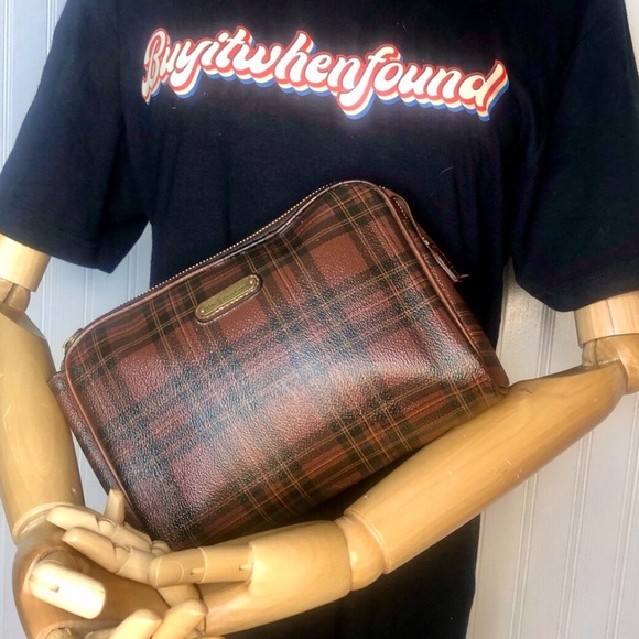 RALPH LAUREN Tartan Plaid Top Zipper Clutch Makeup Toiletry Travel Bag